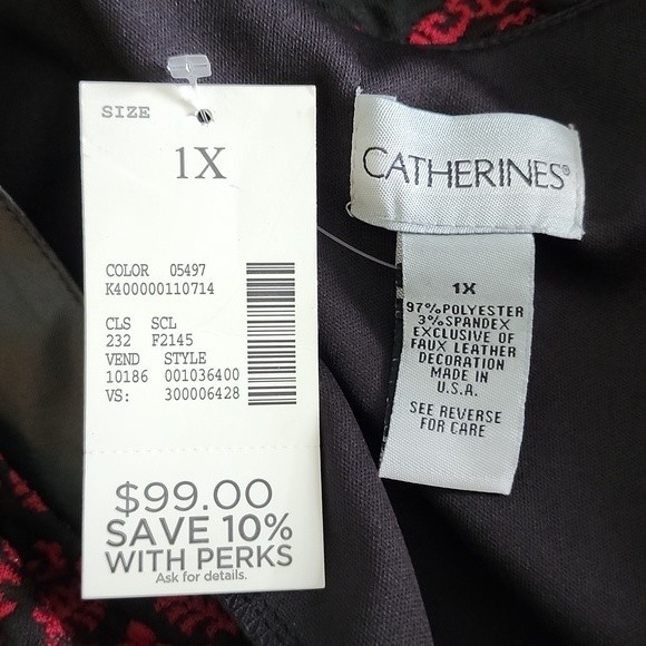 Catherines Red and Black Dress Size 1X NWT - Picture 15 of 15